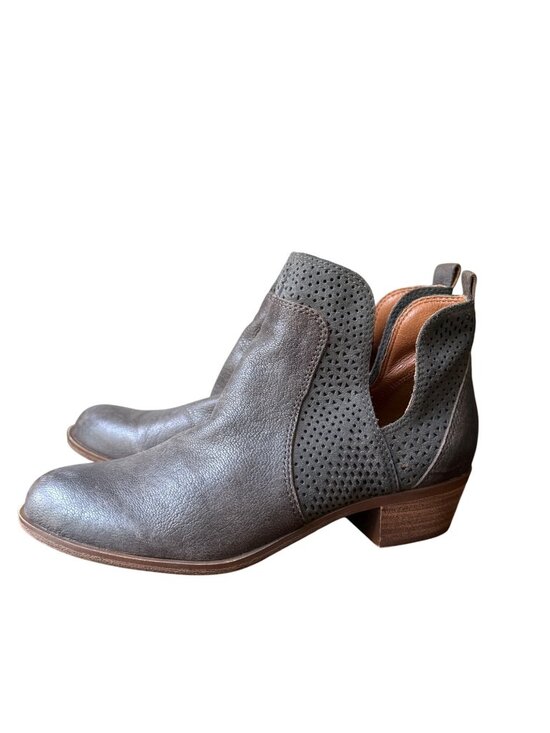 Lucky Brand Shoes - Lucky Brand Perforated Leather Ankle Boots Western Style Gray Womens Size 8.5 St